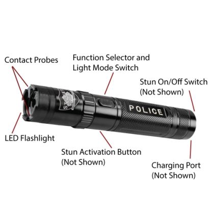 El. paralizator Police Force 9,200,000V Tactical Stun Flashligh - Grey - Image 3