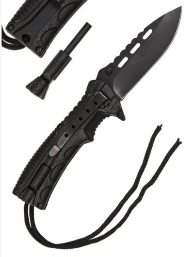 NOŽ BLACK ONE-HAND KNIFE PARACORD W.FIRE STARTER - Image 3