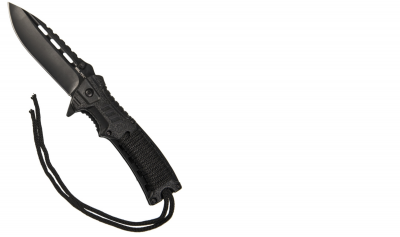 NOŽ BLACK ONE-HAND KNIFE PARACORD W.FIRE STARTER